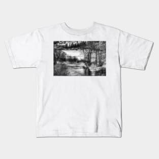 Down By The Waters Edge  - Black And White Kids T-Shirt